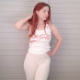 A girl with reddish hair dances around in desperation while needing to shit. She finally poops while wearing her white leggings, and a lump is seen. She pulls down her pants briefly to show off the load. 720P HD. 136MB, MP4 file. Over 10 minutes.